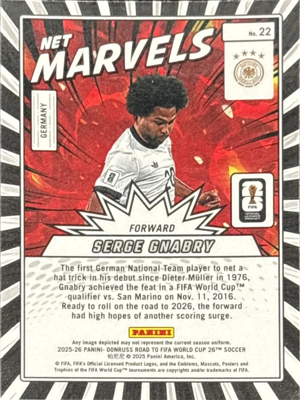 Panini Net Marvels Serge Gnabry World Cup Soccer Card